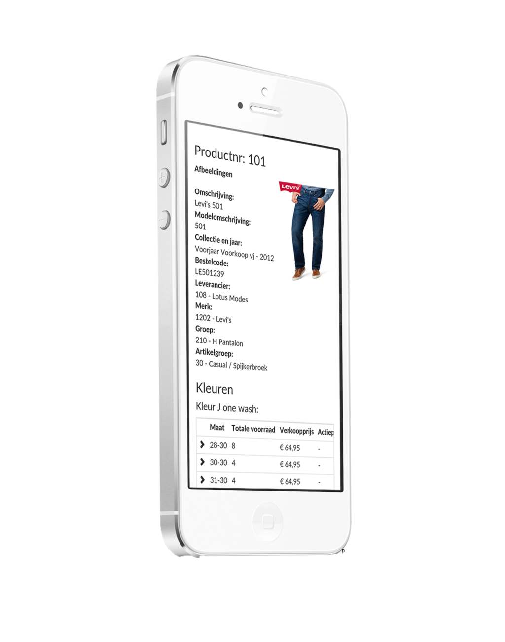 voorraad opvragen op mobiel app