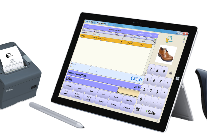 kassa op tablet notebook laptop