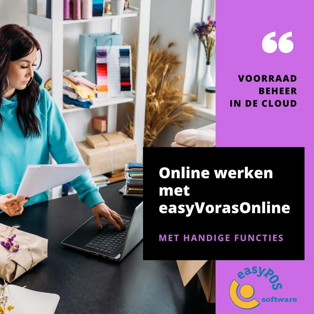 Voorraadbeheer in de cloud, ook voor uw winkel!
Probeer easyVorasOnline, een programma met vele functionaliteiten o.a. artikel invoer; invoeren orders; etiketten afdrukken. Met de gratis Fashion App heeft u direct inzicht in artikelinformatie en omzet.
Ga naar de gratis demo download.
Www.easypos.nl – demo aanvraag
#retailsoftware #online #cloud #voorraad #voorraadbeheer #artikel #artikelinformatie #barcode #assortiment #fashion #onlinesoftware #winkelautomatisering #winkel #omzet #SoftwareVoorWinkelsEnWebshops
