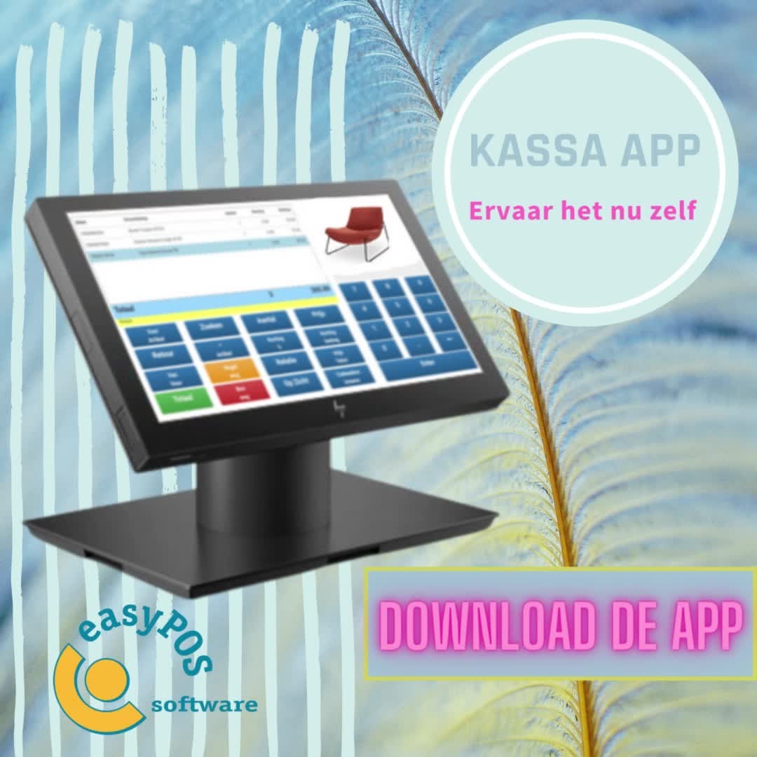 easyPOS Kassa App: kassa op een tablet. Wil jij ook snel aan de slag?
Deze app werkt met iOS en Android.
ERVAAR HET NU ZELF:
1. download de App via PlayStore of App Store
2. Probeer uit op jouw tablet of iPad
3. Bekijk de functies van easyPOS Kassa App op onze website,
inclusief Instructievideo Kassa App
Afrekenen made easy!
easypos.nl – Kassa App
#retailsoftware #retail #mkb #digitaal #milieuvriendelijk #downloadtheapp #kassa #klantvriendelijk #eenvoudig #toonbank #modern #compact #ipad #tablet #ios #android #online #fashion #winkel #automatisering #winkelautomatisering #instructievideo #instructie #downloadnow #AfrekenenMadeEasy #SoftwareVoorWinkelsenWebshops