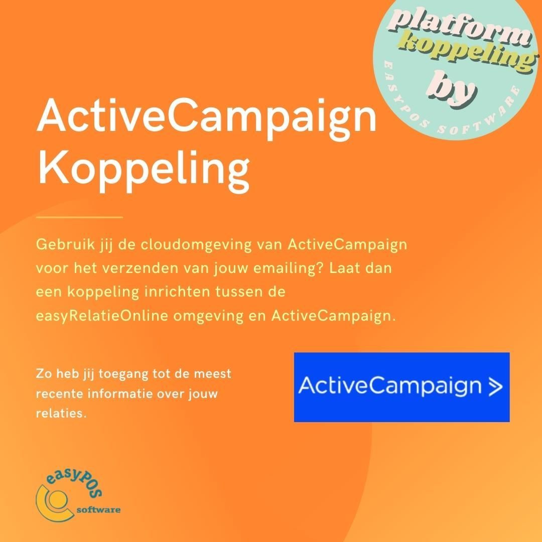 NIEUW! Koppeling met Active Campaign
Koppel Active Campaign met easyPOS software voor optimalisatie van je e-mailmarketing. Synchroniseer contacten inclusief tags voor het versturen van gepersonaliseerde e-mailcampagnes.
Bezoek onze website of neem contact met ons op voor meer informatie over alle mogelijkheden.
easypos.nl – product/activecampaign – koppeling
#retailsoftware #activecampaign #relaties #email #emailmarketing #platform #verkoop #ConversionOmptimization #content #persoonlijk #campagne #SoftwareVoorWinkelsEnWebshops