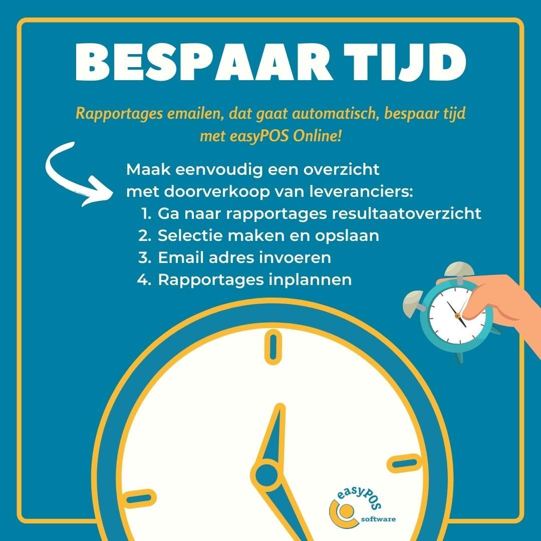 easyPOS TIME SAVER: stuur automatisch de resultaat-overzichten naar jouw mailbox! Maak een overzicht, sla de selectie op, vul email-adres(sen) in, plan datum + frequentie van rapportage in en je bent klaar.
www.easypos.nl/demo-aanvraag-easyposonline/
#retailsoftware #kassa #timesaver #overzicht #bespaar #WinTijd #planning #fashion #online #functie #winkelautomatisering #SoftwareVoorWinkelsEnWebshops