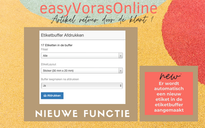 easyVorasOnline nieuwe functie etiketbuffer